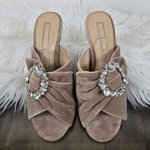 ANTONIO MELANI Velvet Mules with Crystal Accent